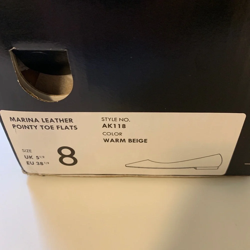 J. Crew Marina Leather Pointy Toe Flats Warm Beige Size 8 BNIB - Picture 8 of 8
